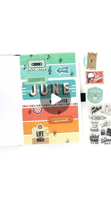 Marsha on Instagram: "I’m sharing the opening page for June in my creative planner using the @cocoa_daisy Let’s Go collection! Love the travel theme and fun mix of die cuts, chipboard, and stamping on this one.

Planner: Archer and Olive A5 Dot Grid notebook
.
.
. 
#cocoadaisy #cocoadaisykits #cocoa_daisy #cocoadaisycommunity #craftreel #craftreels #diyreels #plannerreels" Archer And Olive, Cocoa Daisy, Creative Planner, Grid Notebook, Daily Planners, Dot Grid Notebook, Travel Theme, Dot Grid, Travel Themes