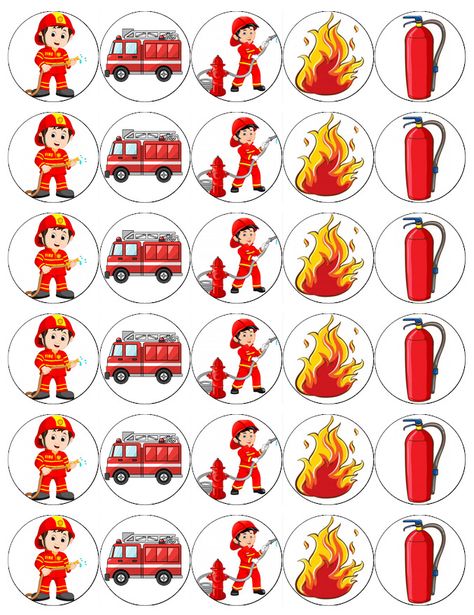 Fireman Cupcakes, Paper Fairy, Fire Crafts, Edible Wafer Paper, Happy Fathers Day Images, Fireman Party, Firetruck Birthday Party, Fire Truck Party, Fireman Birthday