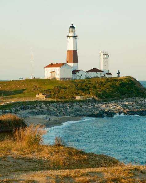 View of cliffs and Montauk Point Lighthouse, in Montauk, The Hamptons, New York Montauk Photography, Montauk Lighthouse, Lighthouse Photography, Montauk New York, Hamptons New York, Lighthouses Photography, Hotel Motel, White Car, Posters Framed