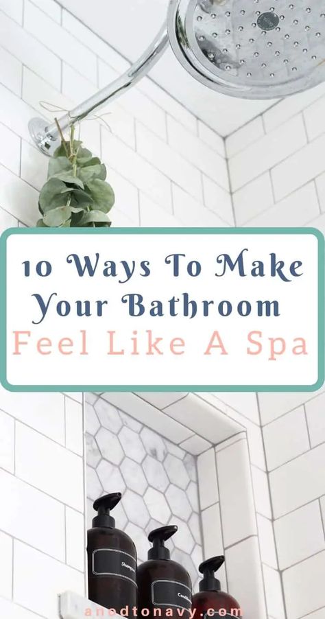 10 Ways To Make Your Bathroom Feel Like A Spa - A Nod to Navy Bathroom Spa Decor Ideas, Small Spa Bathroom, Spa Bathroom Decor, Small Spa, Spa Bathroom, Spa Like Bathroom, Bad Inspiration, And So It Begins, Spa Decor