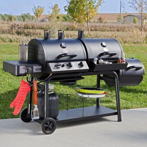 If you are just getting started into smoking meats, a smoker grill combo might be the way to go. You really get the best of both worlds. Smoke meat and grill foods at the same time! #grilling #smokingmeats #propanesmoker #outdoorcooking Gas Grill Smoker, Propane Smokers, Best Gas Grills, Grill Machine, Best Smoker, Bbq Grill Smoker, Charcoal Smoker, Editing Work, Smoker Grill