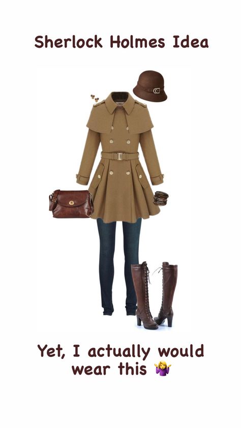 Sherlock Holmes Halloween Costume, Sherlock Holmes Costume Women, Sherlock Holmes Outfit Ideas, Female Sherlock Holmes Costume, Sherlock Holmes Coat, Sherlock Holmes Costume, Holmes Aesthetic, Brown Outfits, Aesthetic Ig