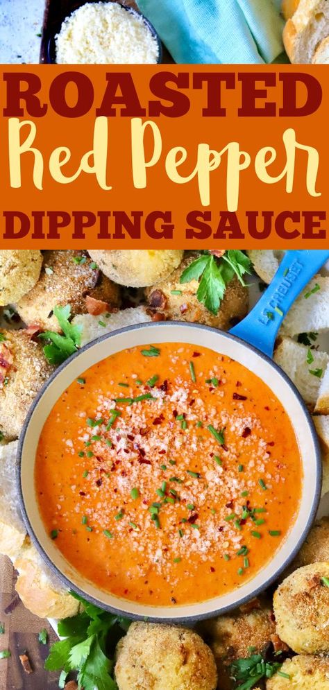 Roasted Red Pepper Recipes, Roasted Red Pepper Dipping Sauce, Bell Pepper Sauce Recipe, Roasted Red Pepper Cream Sauce, Red Pepper Cream Sauce, Bread Dipping Sauce, Red Pepper Sauce Recipe, Roasted Red Peppers Recipes, Pepper Cream Sauce