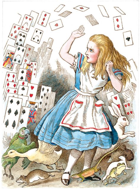 Alice-Flying-Cards-Macfarlane Alice In Wonderland Original, Cards Illustration, Alice In Wonderland Illustrations, Mark Ryden, John Tenniel, Vintage Calendar, Audrey Kawasaki, Mad Hatter Tea, Pinturas Disney