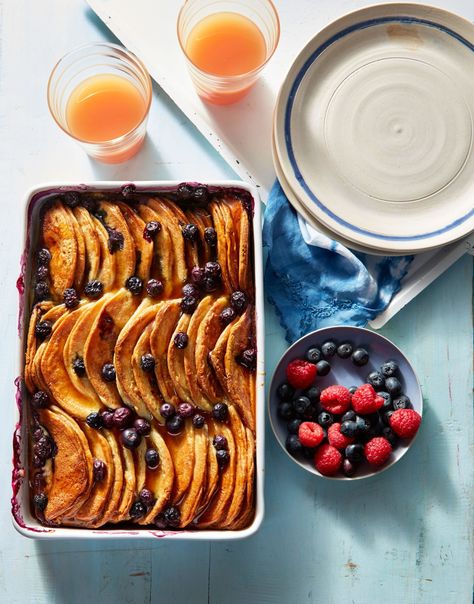 Blueberry Pancake Breakfast Casserole Pancake Breakfast Casserole, Thanksgiving Brunch Recipes, Pancake Casserole, Make Ahead Casseroles, Blueberry Pancake, Thanksgiving Brunch, Breakfast For A Crowd, Pancake Breakfast, Crepe Cakes