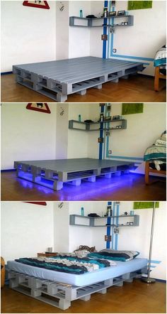 Earthy Interior, Pallet Bed Frame Diy, Wooden Pallet Beds, Wooden Pallet Crafts, Diy Pallet Bed, Bilik Idaman, Bed Baby, Pallet Beds, Wooden Bed Frame