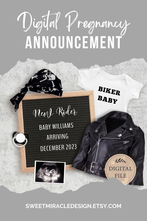 Biker digital pregnancy announcement December for social media, Motorcycle baby announcement with ultrasound picture, Editable template Biker Baby Announcement, Harley Davidson Baby Announcement, Motorcycle Baby Announcement, Motorcycle Pregnancy Announcement, Pregnancy Announcement December, Baby Announcement To Husband, Biker Baby, Motorcycle Baby, Harley Davidson Baby