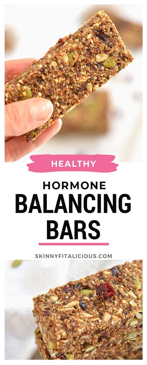 Healthy Hormone Balancing Bars are the perfect 3-ingredient snack. #healthy #hormone #balance #bar #nobake #lowcalorie #glutenfree #baking Hormone Balancing Smoothie, Hormone Balancing Recipes, Hormone Diet, Hormone Balancing Diet, Foods To Balance Hormones, Weight Gain Supplements, Vegan Protein Bars, Healthy Low Calorie Meals, Protein Cake