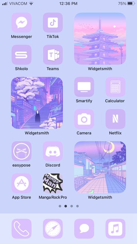 Phone Layout Ideas Purple, Aesthetic Purple Anime, Purple Anime Wallpaper, Ipad Purple, Samsung Homescreen Layout Ideas, Homescreen Layout Iphone, Aesthetic Screen, Purple Anime, Home Screen Layout