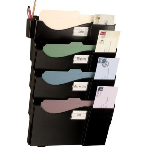 Officemate Grande Central Filing System, Letter/A4 and Legal Size, 4 Pockets, Black (21724) Officemate http://www.amazon.ca/dp/B0033UPQJ4/ref=cm_sw_r_pi_dp_7wVkvb0KK4A1T Wall File Holder, Mail Room, Legal Letter, Wall File, Office Supplies Desk Accessories, Wall Office, Hanging Folders, Hanging Files, Filing System