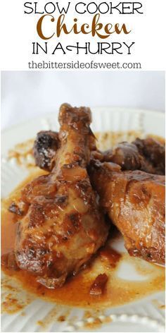 Chicken in a Hurry is a slow cooker chicken that has a great tangy base cooked till the meat falls off the bones! Prep time is minimal and the slow cooker does the rest! | The Bitter Side of Sweet #chicken #dinner #slowcooker via @nancypira Chicken In A Hurry, Sweet Chicken, Chicken Slow Cooker Recipes, Crock Pot Slow Cooker, Crockpot Recipes Slow Cooker, Crock Pot Cooking, Chicken Crockpot Recipes, Crockpot Recipes Easy, Slow Cooker Chicken