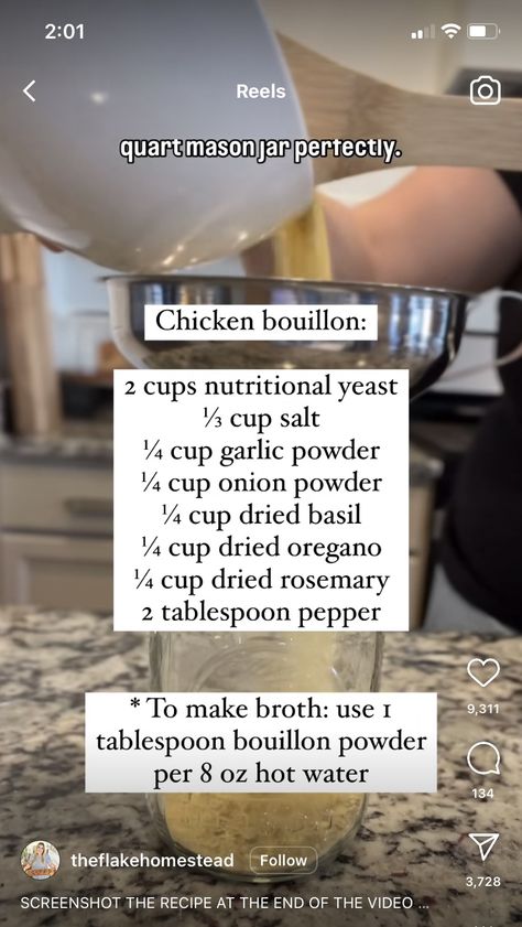 Chicken bouillon powder Boullion Powder Recipe, Chicken Boullion Powder Recipes, Diy Better Than Bouillon, Homemade Bouillon Powder, Diy Boullion Powder, Diy Chicken Bouillon Powder, Homemade Beef Bouillon Powder, Homemade Chicken Bouillon Powder, Chicken Bullion Recipe