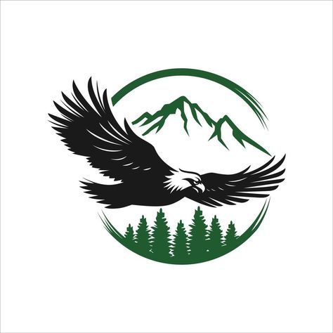 The flying eagle logo template. Vector illustration Eagle Flying Over Mountains, Fearless Logo, Eagle Logos, Eagle Logo Design, Native American Wallpaper, Culinary Tattoos, Eagle Illustration, Eagle Icon, Eagle Vector