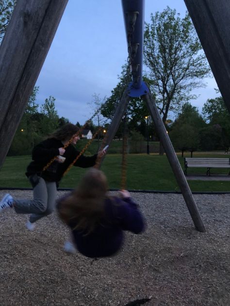 Play Outside Aesthetic, Playground Astethic, Aesthetic Swingset, Play Ground Aesthetic, School Fun Aesthetic, Weird Kid Aesthetic, Swings Aesthetic, Playground With Friends, Playground Aesthetic