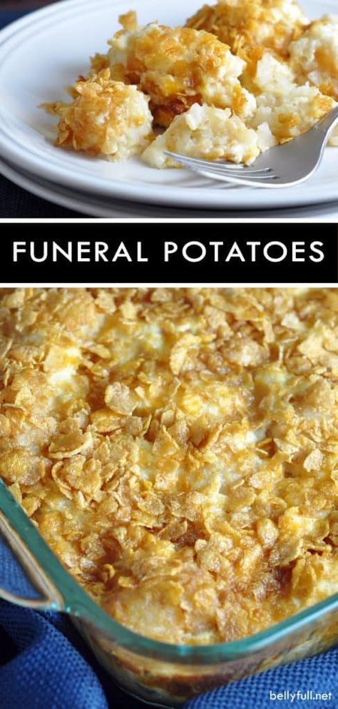 Funeral Potatoes is a classic potato casserole, popular at Utah funerals. This dish is also perfect for luncheons and dinner, of course - easy, comforting, and delicious! #cheesypotatoes #funeralpotatoes #casserolepotatoes Potatoes Casserole, Cheesy Potato Casserole, Potatoe Casserole Recipes, Cooking Recipes Healthy, Potatoes Recipe, Potato Casserole, Potato Dishes, Recipe Video, Casserole Recipe