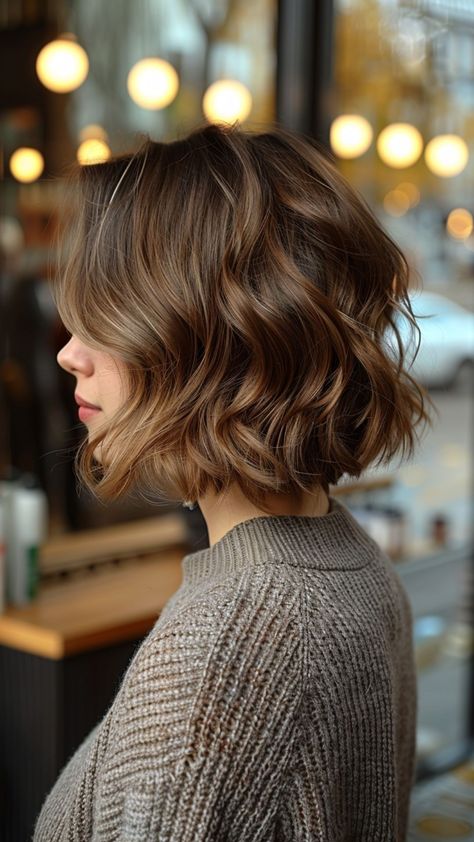 9000+ hair styles, long hair styles, hair color, Trendy and Unique Hairstyle --- Wedding Hair, Girl Hair Woman Wavy Bob Side Bangs, Wavy Bob Fine Hair, French Bob Balayage, Wavy Bob With Curtain Bangs, Short Bob Wavy Hair, Short Wavy Hairstyle, Bob Wavy Hair, Bob 2024, Short Wavy Bob Haircuts