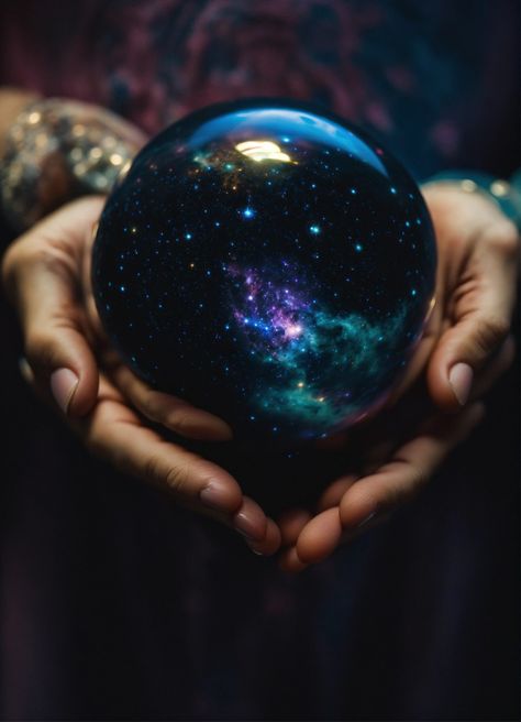 An orb that contains the universe, held in the palm of my hands, dark hues Space Fantasy, Earth Globe, Ball Lights, Dark Photography, Ethereal Art, Energy Sources, The Palm, Art Therapy, Art Project