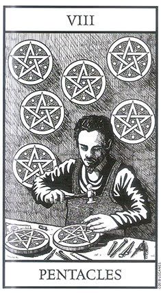 Eight Of Pentacles, Tarot Board, Pentacles, Image Editor, Tarot Decks, Decks, Desk, Black And White