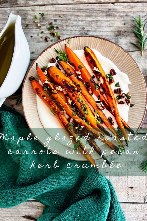 Big title for a simple (Thanksgiving) side dish. Looking for a last minute side dish recipe? Look no further! These roasted carrots are so flavorful and yet super easy to make. Want to bump it up a notch? I put mine on top of whipped ricotta (but goat cheese or feta would be as wonderful). Whip (even by hand) ricotta with a sprinkle of salt (and lemon zest) until smooth and creamy. That's it! #familicious #familiciouskitchen #roastedcarrots #thanksgivingrecipes #holidayrecipes Carrots With Whipped Ricotta, Glazed Roasted Carrots, Maple Roasted Carrots, Carrot Dishes, Thanksgiving Servings, Whipped Ricotta, Whipped Goat Cheese, Bump It, Roasted Carrot