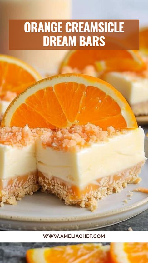 Orange Creamsicle Dream Bars, Vanilla Bars, Dream Bars, Gourmet Desserts, Orange Creamsicle, Brownie Bar, Decadent Chocolate, Graham Cracker Crumbs, No Bake Treats