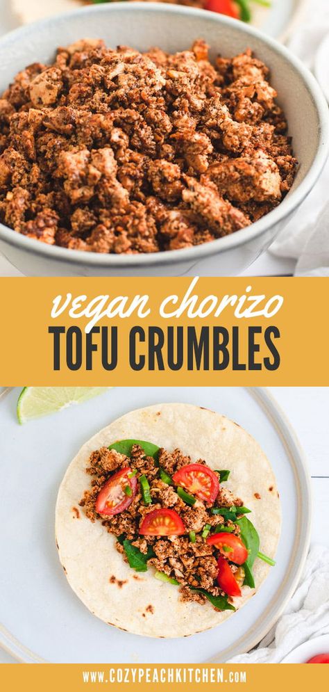 Tofu Chorizo, Tofu Crumbles, Crumbled Tofu, Healthy Stew, Chorizo Recipe, Vegan Chorizo, Dairy Free Pasta, Vegetarian Recipes Lunch, Dinner Vegan