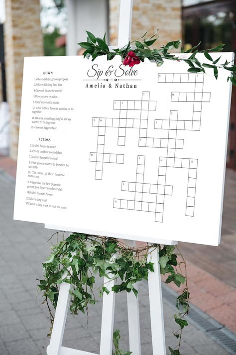 Custom Wedding Crossword Puzzle Personalized Sip and Solve - Etsy Turkey Scrabble Wedding Decor, Sip And Solve Wedding, Sip And Solve, Board Game Wedding, Scrabble Wedding, Wedding Crossword Puzzle, Puzzle Wedding, Wedding Party Games, Lawn Games Wedding