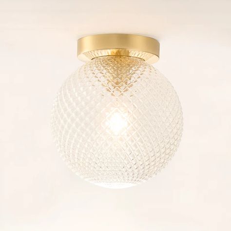 Everly Quinn Acrylic Flush Mount & Reviews | Wayfair Gold Lamp Base, Modern Ceiling Light Fixtures, Hallway Light Fixtures, Globe Ceiling Light, Recessed Ceiling Lights, Gold Lamp, Retro Lighting, Bedroom Ceiling Light, Modern Ceiling