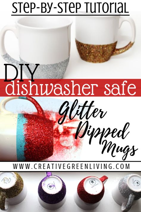 Learn how to make an easy DIY glitter dipped mug craft. This is an easy homemade gift idea that's perfect for the glitter lover on your Christmas list. What a fun way to personalize a mug! #creativegreenliving #dollarstorecrafts #glitter #glittercrafts #DIYgiftideas #DIYgifts #homemadegifts #homemadegiftideas #christmasgiftideas #modpodge Diy Gifts Sister, Diy Gifts To Make, How To Make Glitter, Easy Homemade Gifts, Friends Valentines Day, Mug Crafts, Diy Glitter, Diy Mugs, Diy Gifts For Friends