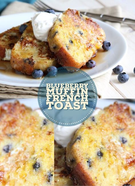 Blueberry Muffin French Toast - Doughmesstic Blueberry Muffin Mix Ideas, Blueberry Muffin Mix Recipes, Springtime Meals, Blueberry Muffin Bread Recipe, Muffin French Toast, English Muffin French Toast, Breakfast Theme, Blueberry Muffin Bread, Hello Morning