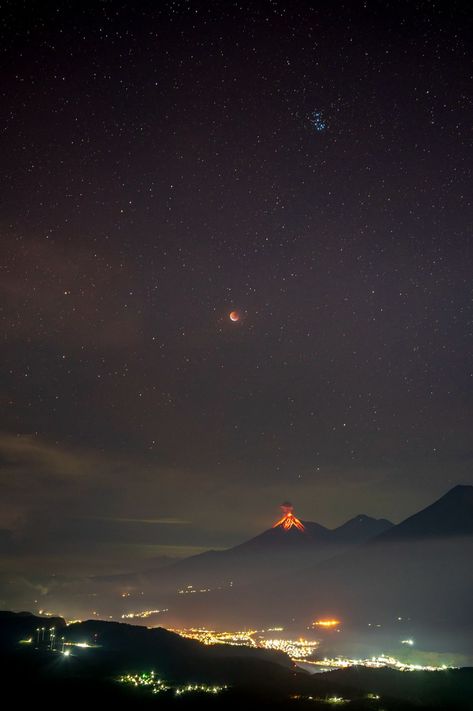 EarthSky Community Photos | EarthSky Fuego Volcano, Pacaya Volcano, Moon And Sky, Cool Snaps, Total Lunar Eclipse, Pacaya, The Pleiades, Planets And Stars, Star Cluster