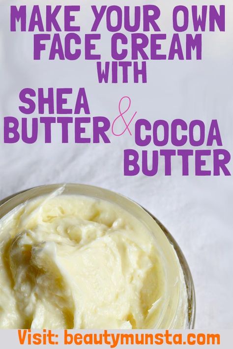 DIY Cocoa Butter Face Cream for Anti-Aging & Skin Repair - beautymunsta - free natural beauty hacks & more! Cocoa Butter Face Cream, Face Cream Recipe, Natural Beauty Hacks, Baking Soda Shampoo, Skin Repair, Natural Beauty Tips, Homemade Skin Care, Cream Recipes, Anti Aging Cream