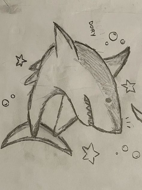 Sea Animals Drawing, Sketchbooks Ideas, Shark Drawing, Art Tools Drawing, Easy Doodles Drawings, Easy Drawings Sketches, Cute Doodles Drawings, Sea Animal, Cute Doodle Art