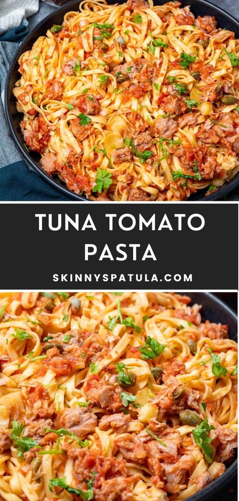 Tuna Tomato Pasta Pasta With Diced Tomatoes, Tuna Dinner Recipes, Recipes With Diced Tomatoes, Tuna Tomato, Italian Tuna, Tomatoes Dinner, Creamy Tuna Pasta, Tomato Pasta Recipe, Tuna Pasta