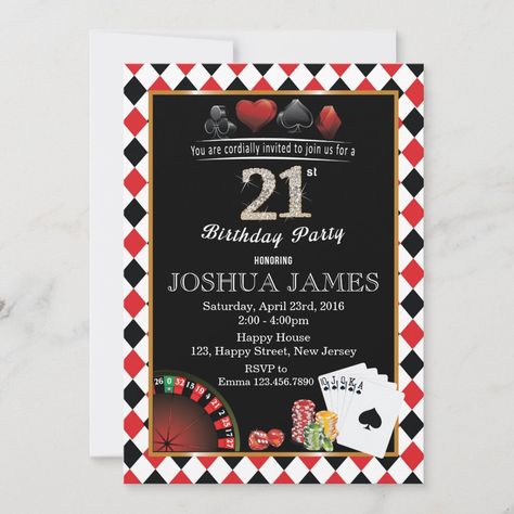 Casino Birthday, 70th Birthday Invitations, 21st Birthday Invitations, 21 Birthday, Poker Night, Happy House, Casino Night, 70th Birthday, 21st Birthday