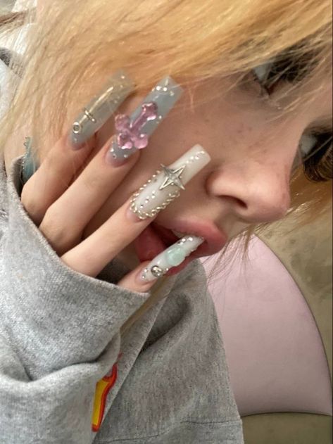 A Woman, Nail Polish, Blonde, Nails, Silver, Hair, Pink