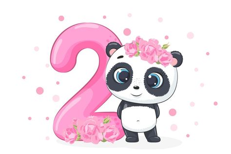 Panda Birthday Party Decorations, Happy Birthday 1 Year, Birthday 1 Year, Panda Birthday Party, Girl Vector, Cute Piglets, Panda Birthday, Birthday Cartoon