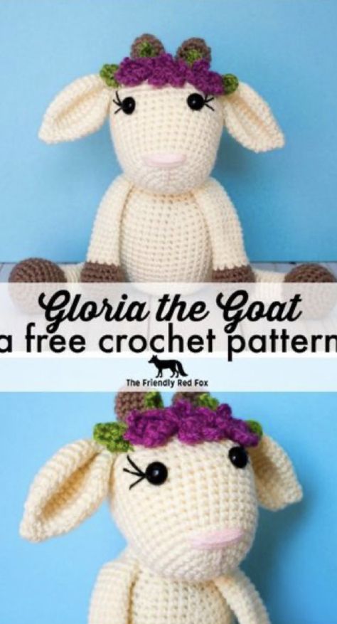 Crochet Goat Pattern- A Free Pattern And Tutorial Crochet Goat, Goat Pattern, Crochet Critters, Pola Amigurumi, Amigurumi Animals, Easy Crochet Projects, Crochet Amigurumi Free Patterns, Crochet Amigurumi Free, Haken Baby