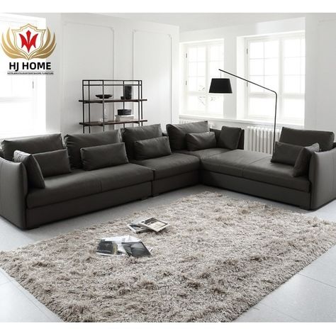 FY:B178 Luxury Sofa L Couch Black Leather Sitting Clould Sofa Welcome to visit our website: www.hongjinfurniture.com #sofa#couch#livingroom#sitting #black#leather#furniture L Sofa Set, Black Leather Furniture, Black Leather Fabric, L Couch, Couch Black, L Sofa, Cloud Couch, L Sofas, Fabric Couch