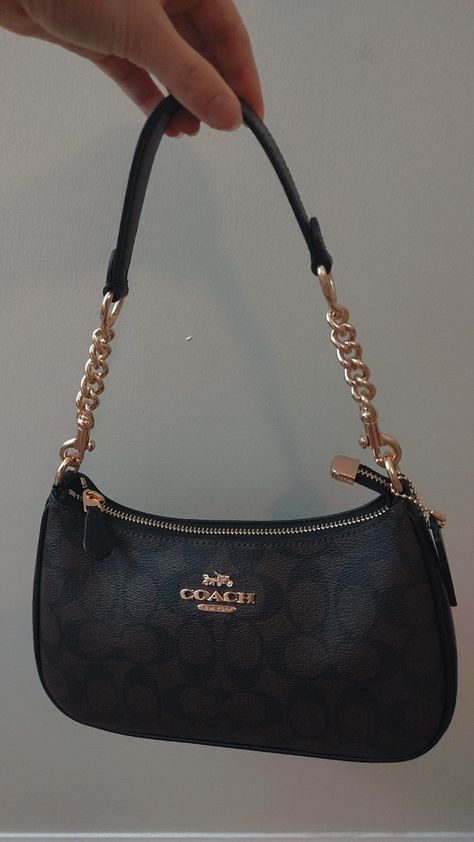 Coach Mini Shoulder Bag, Coach Small Shoulder Bag, Teri Shoulder Bag In Signature Canvas, Coach Terri Bag, Coach Shoulder Bag Vintage, Coach Terri Shoulder Bag, Coach Teri Shoulder Bag Outfit, Mini Purse Aesthetic, Coach Bag Aesthetic