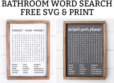 Download your free bathroom word search SVG or print to use with your Silhouette or Cricut machine (or just print it!) 3 different font styles and 2 colors. Bathroom Word Search, Kids Bathroom Sign, Cameo Crafts, Best Kitchen Design, Different Font Styles, Bathroom Stuff, Bathroom Accessories Luxury, To Do Planner, Bathroom Design Layout