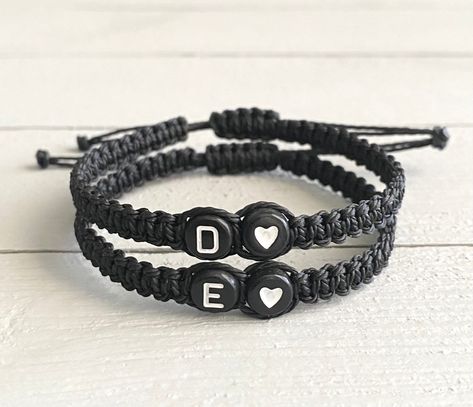 Box Knot, Initials Bracelet, Letter Bracelets, Wax Cord Bracelet, Couples Bracelet, Acrylic Letters, Letter Bracelet, Couple Bracelets, Cord Bracelet