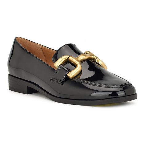 You'll look effortlessly chic in these Nine West Lilma women's dress loafers.Click this FOOTWEAR GUIDE to find the perfect fit and more! You'll look effortlessly chic in these Nine West Lilma women's dress loafers. Click this FOOTWEAR GUIDE to find the perfect fit and more! FEATURES Oversized ornamental detailDETAILS Faux patent leather; suede upper Man made lining and outsole Round toe Slip-on 0.87-in. heel Spot clean Imported Size: 5. Color: Black. Gender: female. Age Group: adult. Loafer Shoes Women, Dress Loafers, Shoe Carnival, Casual Loafers, Mens Trends, Shoe Size Chart, Penny Loafers, Loafers For Women, Loafer Shoes