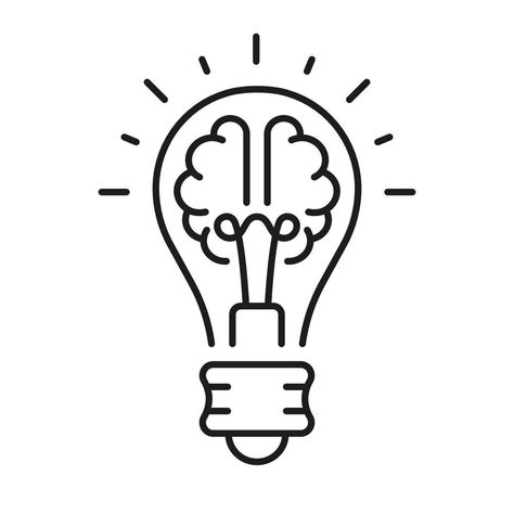 Light Bulb Inspiration, Knowledge, Smart Solution Linear Symbol. Innovation Outline Sign. Human Brain and Lightbulb Creative Idea Concept Line Icon. Editable Stroke. Isolated Vector Illustration. Idea Illustration Lightbulb, Innovation Symbol, Brain Lightbulb, Knowledge Symbol, Knowledge Illustration, Lightbulb Illustration, Brain Symbol, Cereal Design, Lightbulb Icon