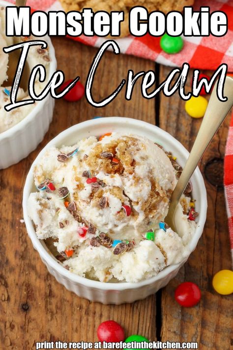 Dessert Salad Recipes, Cookie Monster Ice Cream, Monster Cookie Dough, Monster Ice Cream, Cookies Monster, Monster Cookie Bars, Monster Cookies Recipe, Cookie Ice Cream, Monster Cookie