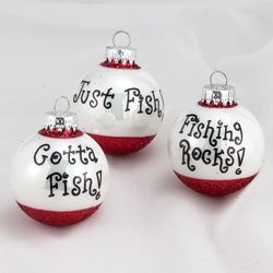 Fishing Christmas Tree, Glass Ball Christmas Ornaments, Fishing Christmas Ornaments, Fishing Christmas, Fish Ornaments, Kit Bebe, Painted Christmas Ornaments, 12 December, Christmas Ornaments Homemade