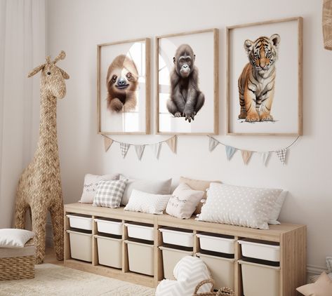 Jungle Animals Wall Art | Baby Animals Nursery Prints | Sloth, Gorilla, Tiger | Set Of 3 Safari Wall Prints Make your kid’s room come alive with our charming trio of jungle animal prints. A must-have for boy’s or girl’s room décor! 🐅🌴 Baby Animals Nursery, Baby Animal Prints Nursery, Animals Nursery, Girl’s Room, Jungle Animal, Nursery Animal Prints, Baby Wall Art, Jungle Animals, Animal Wall Art