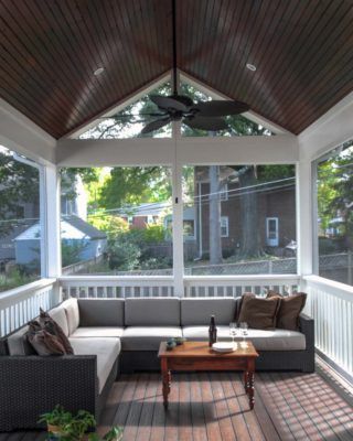 38 Amazingly cozy and relaxing screened porch design ideas Veranda Design, Porch Kits, Porch Design Ideas, Screened Porch Designs, Porch Fireplace, Roof Ceiling, Sectional Couch Cover, Backyard Plan, Building A Porch