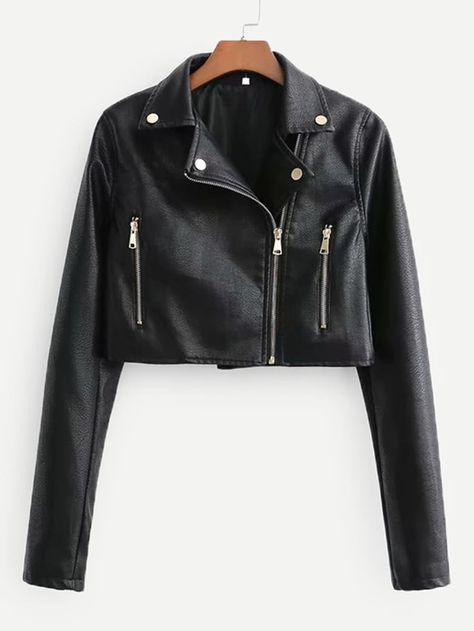 Cropped Biker Jacket, Zippers Fashion, Retro Jacket, Pu Leather Jacket, Vintage Denim Jacket, Outwear Jackets, Long Sleeves Coats, Leather Jacket Black, Leather Motorcycle Jacket