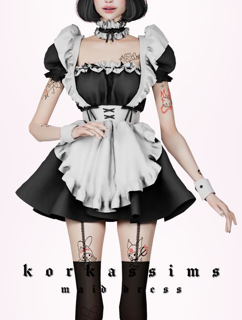 MAID DRESS ~ HALLOWEEN GIFT 🖤 | korkassims on Patreon Sims 4 Anime, The Sims 4 Packs, Sims 4 Game Mods, Sims 4 Body Mods, Sims 4 Dresses, Dress Party Night, Sims4 Clothes, Sims 4 Cc Packs, Sims 4 Collections