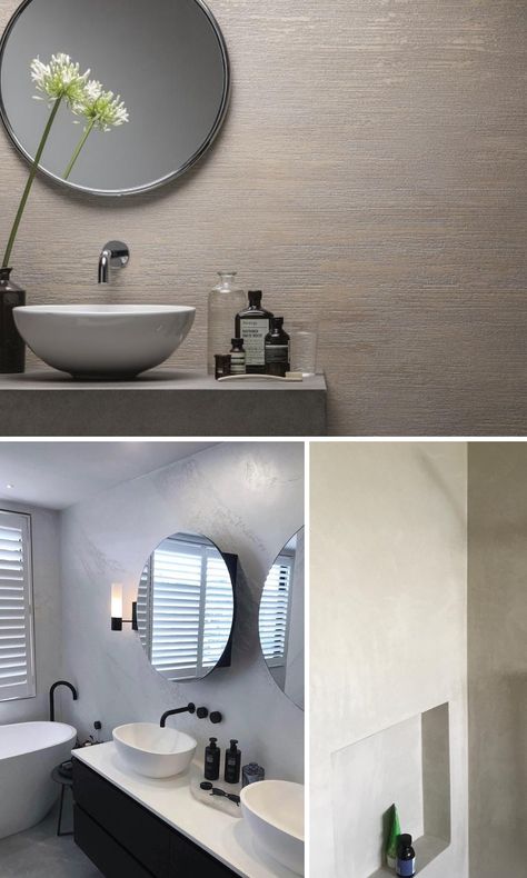 Why you should choose Venetian plaster for your bathroom walls Plaster Bathroom Walls, Polished Plaster, Venetian Plaster, Curved Walls, Wall Finishes, Plaster Walls, Elegant Interiors, Wet Rooms, Bathroom Wall